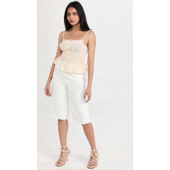 NWT Chio Lucia Ivory Anita Smocked Top Size Large - Picture 3 of 6